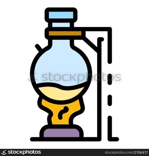 Burning chemical flask icon. Outline burning chemical flask vector icon color flat isolated. Burning chemical flask icon color outline vector