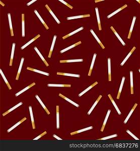 Burning Cigarette Seamless Pattern. Burning Cigarette Seamless Pattern on Red Background