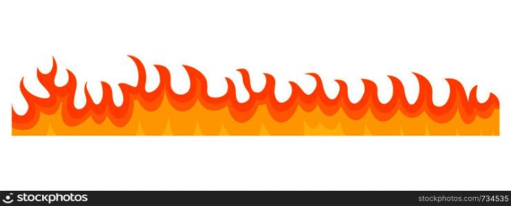 Burning fire banner horizontal. Flat illustration of vector burning fire banner horizontal for web design. Burning fire banner horizontal, flat style