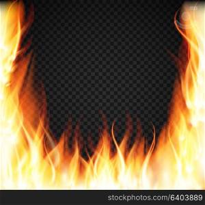 Burning Fire Special Light Effect Flames on Transparent Background. Vector Illustration EPS10