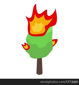 Burning forest tree icon. Isometric of Burning forest tree vector icon for web design isolated on white background. Burning forest tree icon, isometric style
