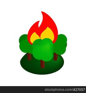 Burning forest trees isometric 3d icon on a white background. Burning forest trees isometric 3d icon
