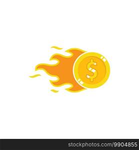 burning golden coin money  icon vector illustration design