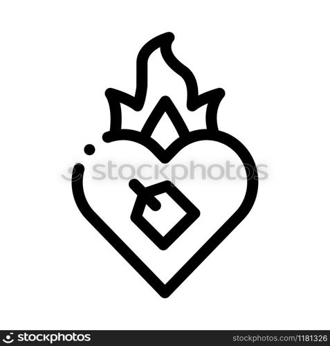 Burning Heart Icon Vector. Outline Burning Heart Sign. Isolated Contour Symbol Illustration. Burning Heart Icon Vector Outline Illustration