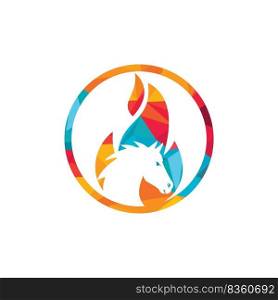 Burning horse in fire flame logo vector design template. Speed, freedom and strength symbol.	