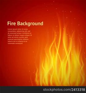 Burning hot flame c&fire heat strokes realistic fire on red background vector illustration