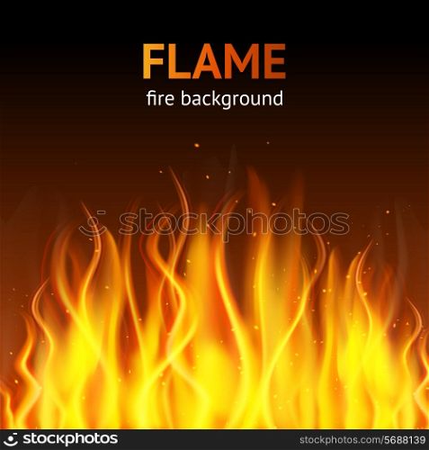 Burning hot flame campfire strokes realistic fire on dark background vector illustration