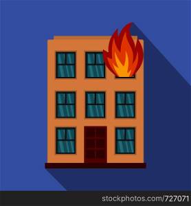 Burning house icon. Flat illustration of burning house vector icon for web. Burning house icon, flat style