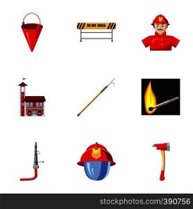 Burning icons set. Cartoon illustration of 9 burning vector icons for web. Burning icons set, cartoon style