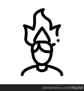 Burning Man Head Icon Vector. Outline Burning Man Head Sign. Isolated Contour Symbol Illustration. Burning Man Head Icon Vector Outline Illustration