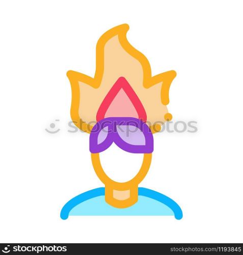 Burning Man Head Icon Vector. Outline Burning Man Head Sign. Isolated Contour Symbol Illustration. Burning Man Head Icon Vector Outline Illustration