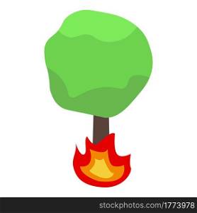 Burning maple tree icon. Isometric of Burning maple tree vector icon for web design isolated on white background. Burning maple tree icon, isometric style