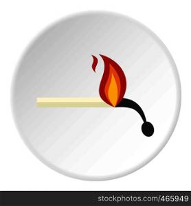 Burning match icon in flat circle isolated on white vector illustration for web. Burning match icon circle