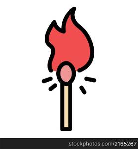 Burning match icon. Outline burning match vector icon color flat isolated. Burning match icon color outline vector