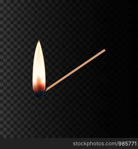 burning match. Vector eps10 illustration. fire concept. burning match. Vector eps10 illustration