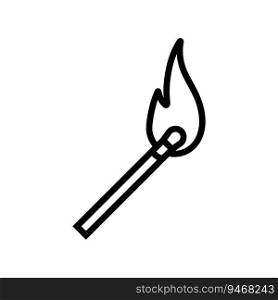 burning matchstick line icon vector. burning matchstick sign. isolated contour symbol black illustration. burning matchstick line icon vector illustration
