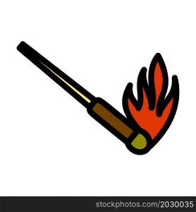 Burning Matchstik Icon. Editable Bold Outline With Color Fill Design. Vector Illustration.