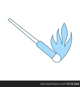 Burning Matchstik Icon. Thin Line With Blue Fill Design. Vector Illustration.