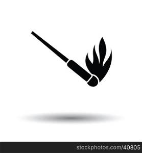 Burning matchstik icon. White background with shadow design. Vector illustration.