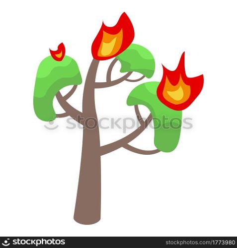 Burning oak icon. Isometric of Burning oak vector icon for web design isolated on white background. Burning oak icon, isometric style