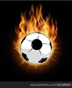 Burning soccer ball isolated over black background. Burning soccer ball isolated over black background. Ball in fire and football goal, vector illustration