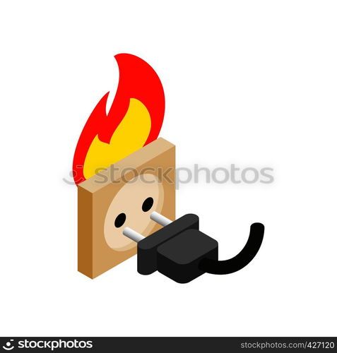 Burning socket isometric 3d icon on a white background. Burning socket isometric 3d icon