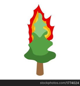 Burning spruce icon. Isometric of Burning spruce vector icon for web design isolated on white background. Burning spruce icon, isometric style