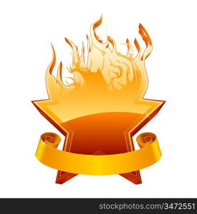 Burning star emblem, vector