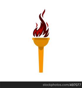 Burning torch flat icon isolated on white background. Burning torch flat icon