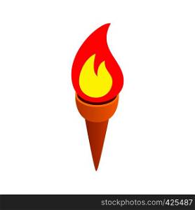 Burning torch isometric 3d icon on a white background. Burning torch isometric 3d icon