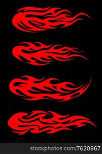 Burning tribal flames set for tattoo design