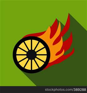 Burning wheel icon. Flat illustration of burning wheel vector icon for web design. Burning wheel icon, flat style