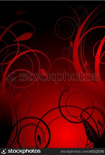 Burnt red and black hot floral background illustration