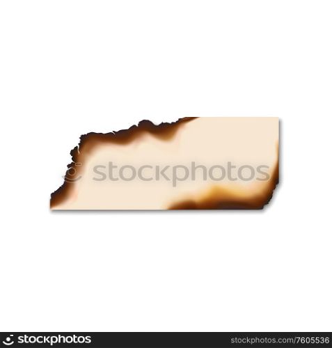 Burnt scorched piece of paper. Vector parchment sheet with dirty edges left by fire or flame. Piece of paper with burnt edges isolated page