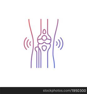 Bursitis gradient linear vector icon. Inflamed joint. Painful swelling in elbow. Traumatic injury in sports. Thin line color symbol. Modern style pictogram. Vector isolated outline drawing. Bursitis gradient linear vector icon