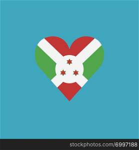 Burundi flag icon in a heart shape in flat design. Independence day or National day holiday concept.