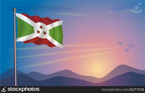 Burundi flag in the morning sun Royalty Free Vector Image