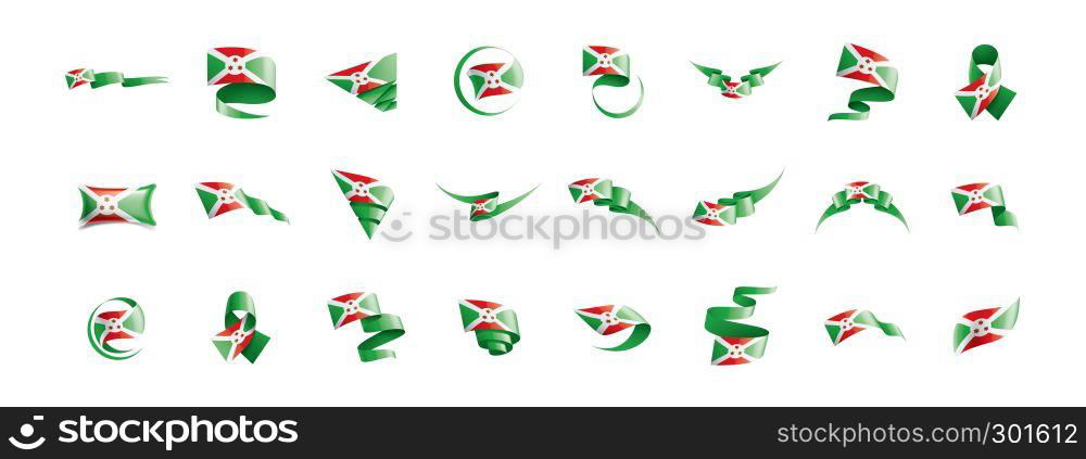 Burundi national flag, vector illustration on a white background. Burundi flag, vector illustration on a white background