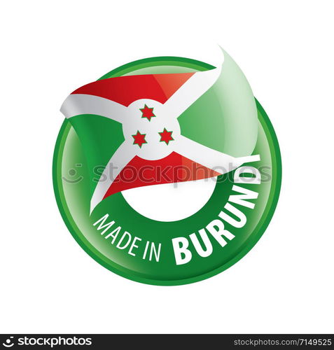 Burundi national flag, vector illustration on a white background. Burundi flag, vector illustration on a white background