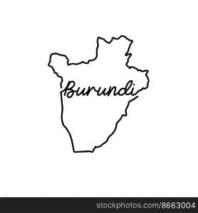 Burundi outline map with the handwritten country name. Continuous line drawing of patriotic home sign. A love for a small homeland. T-shirt print idea. Vector illustration.. Burundi outline map with the handwritten country name. Continuous line drawing of patriotic home sign