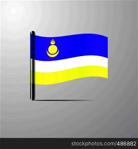 Buryatia waving Shiny Flag design vector