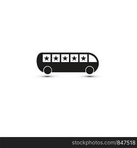 Bus and five stars icon. Trendy Bus logo concept on white background from Transportation collection. Suitable for use on web apps, mobile apps and print media.. Bus and five stars icon. Trendy Bus logo concept on white background from Transportation collection. Suitable for use on web apps, mobile apps and print media