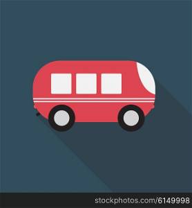 Bus Flat Icon with Long Shadow, Vector Illustration Eps10