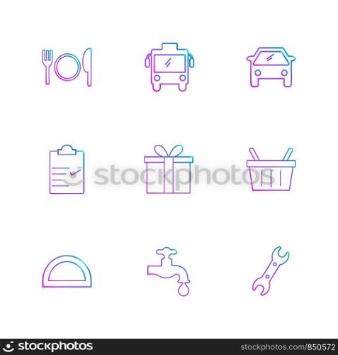 bus , giftbox , tap , clipboard ,transport , travel ,transportation , traveling , boat , ship , plane , car , bus , truck , ticket , train , hardware , money, cart , shopping, icon, vector, design, flat, collection, style, creative, icons