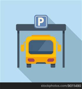 Bus paid parking icon flat vector. Car park. Space truck. Bus paid parking icon flat vector. Car park