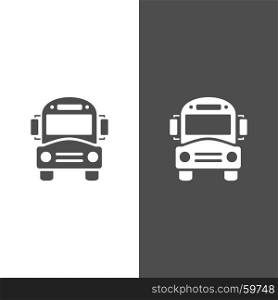 Bus school icon on dark and white background