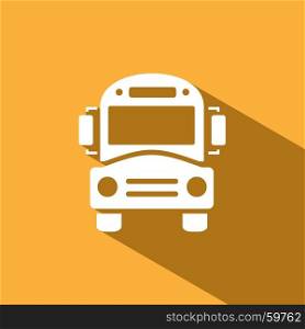 Bus school icon with shadow on yellow background