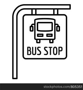 Bus stop sign icon. Outline bus stop sign vector icon for web design isolated on white background. Bus stop sign icon, outline style