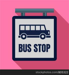 Bus stop station sign icon. Flat illustration of bus stop station sign vector icon for web design. Bus stop station sign icon, flat style