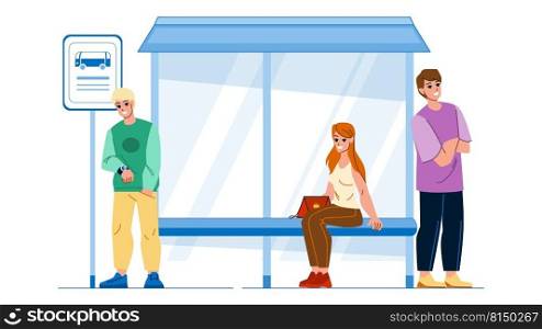 bus stop station vector. bilboard city poster, street empty blank, road banner, outdoor ad bus stop station character. people flat cartoon illustration. bus stop station vector